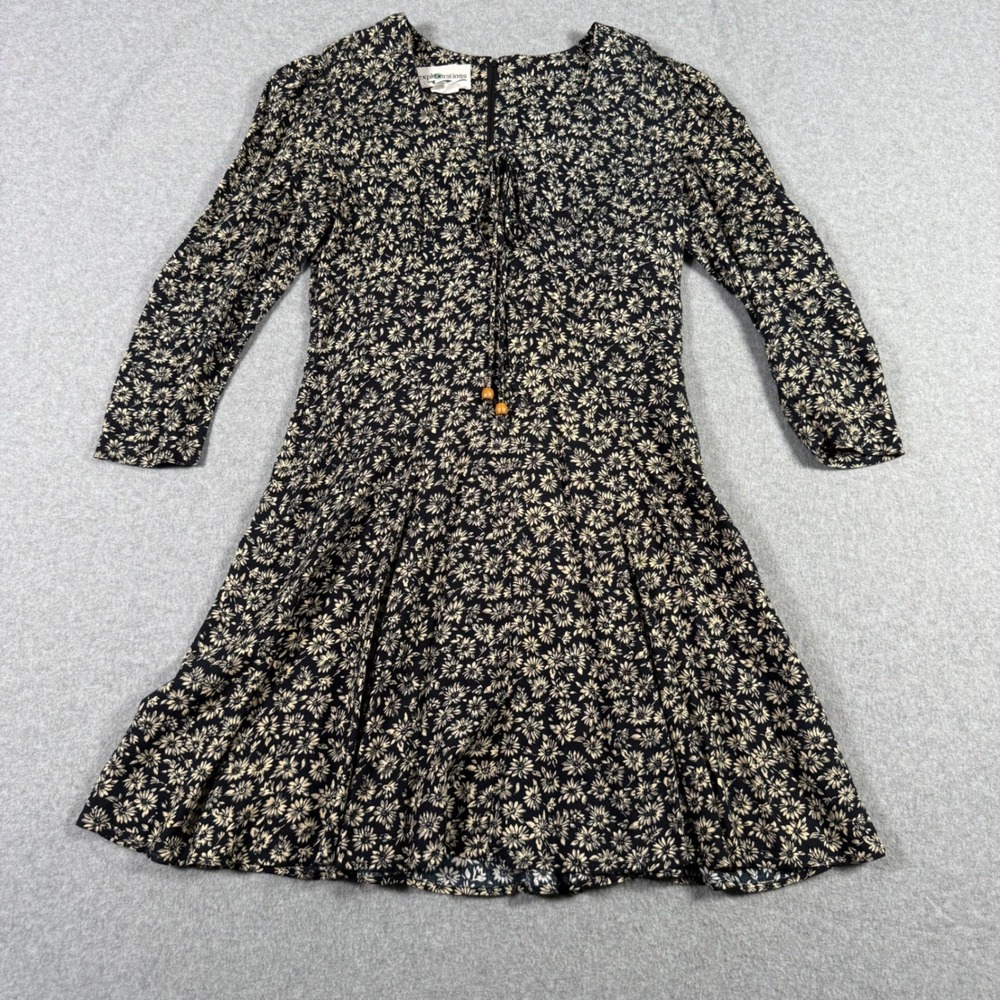 Explorations Vintage 90s Black Floral Fairy Grunge Cottage Core Mini Dress 7